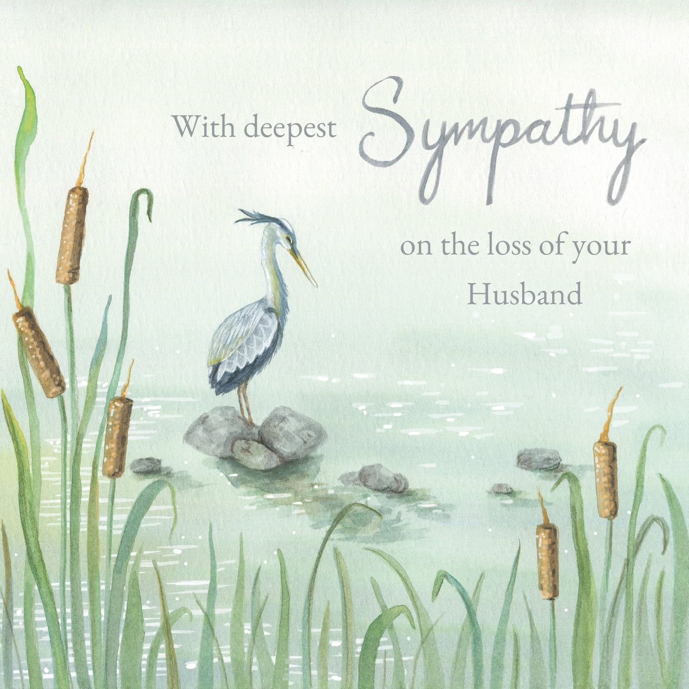 Sympathy Loss of Husband Card - Heron