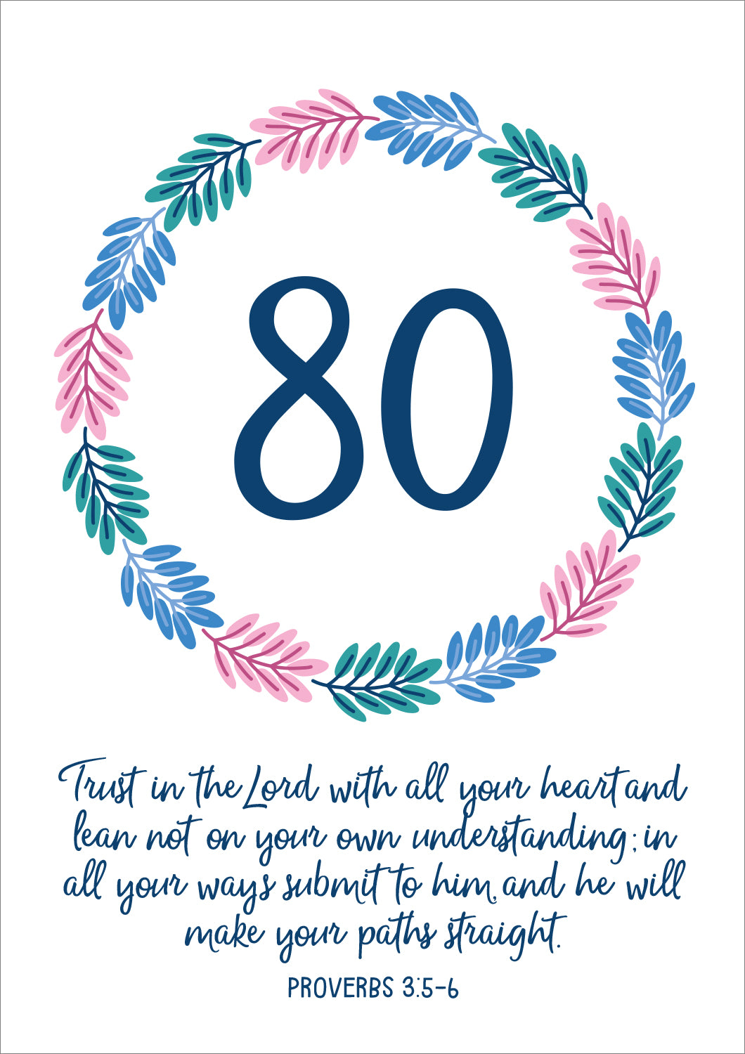 80th Birthday Card - Trust In The Lord