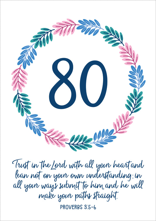 80th Birthday Card - Trust In The Lord