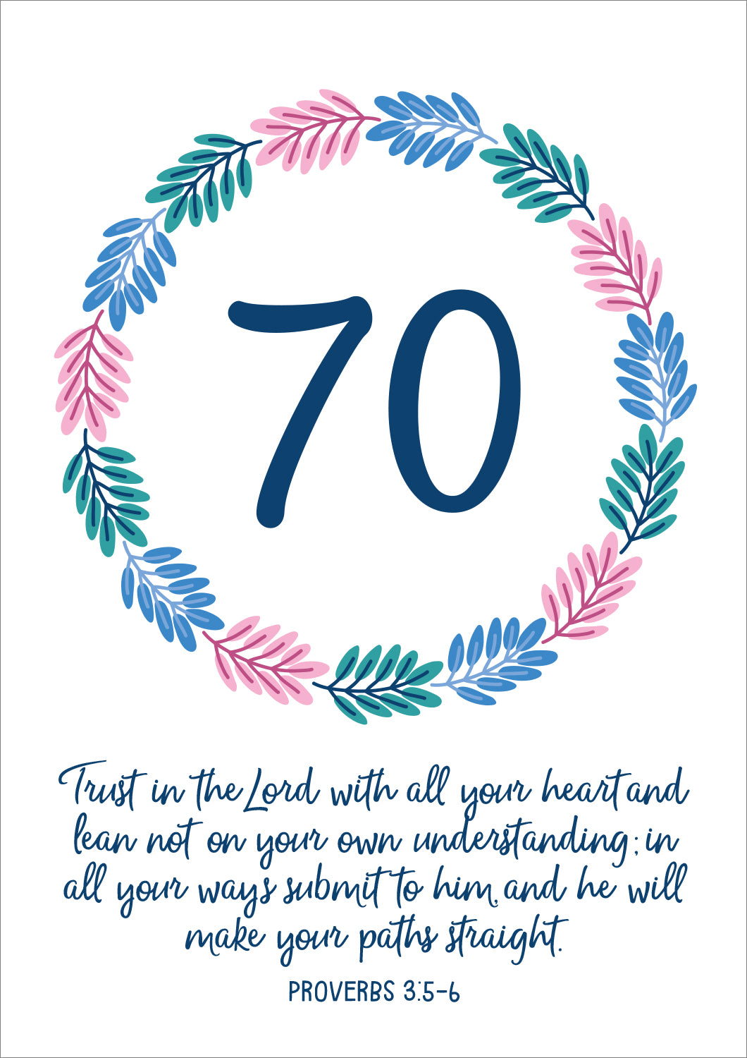 70th Birthday Card - Trust In The Lord