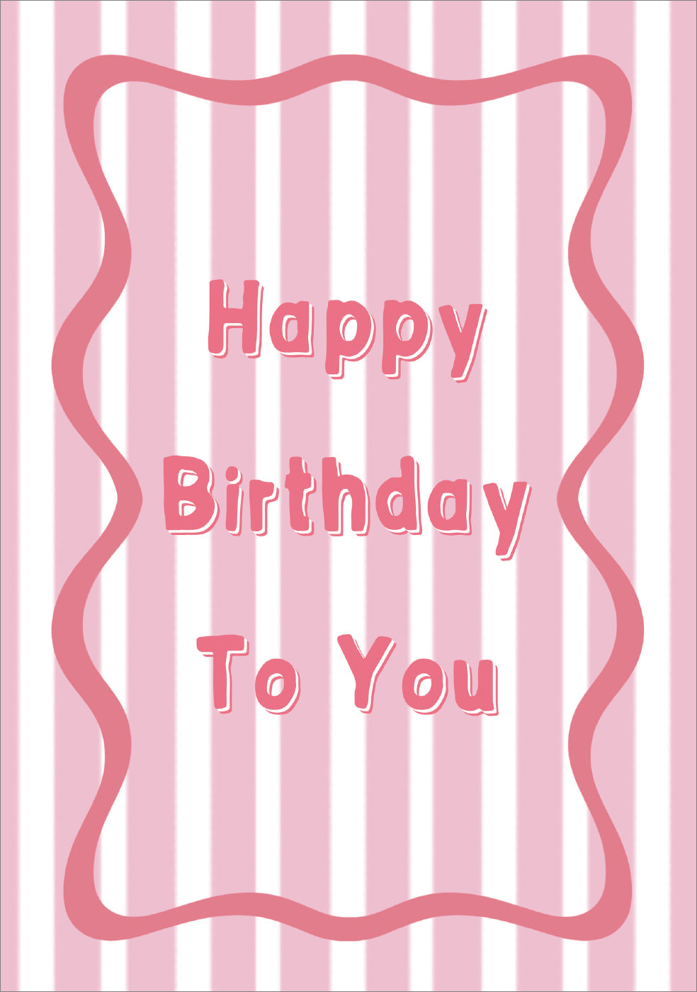 Child Birthday Card - Pink Candystripe