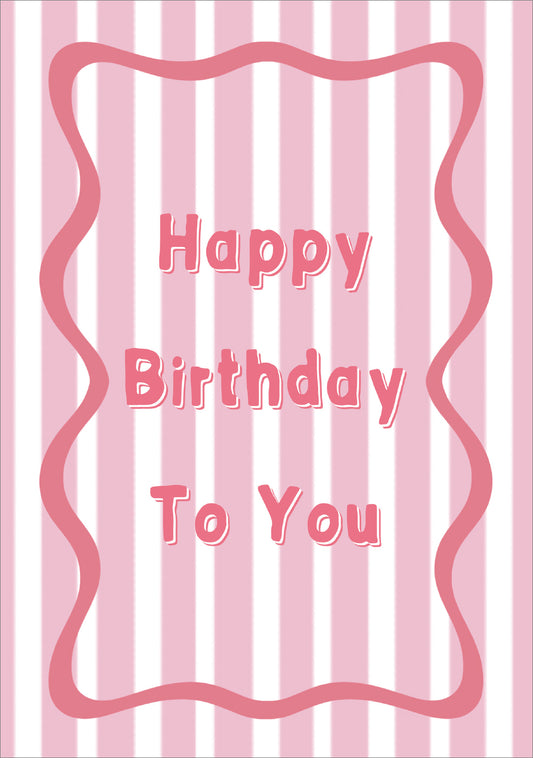 Child Birthday Card - Pink Candystripe