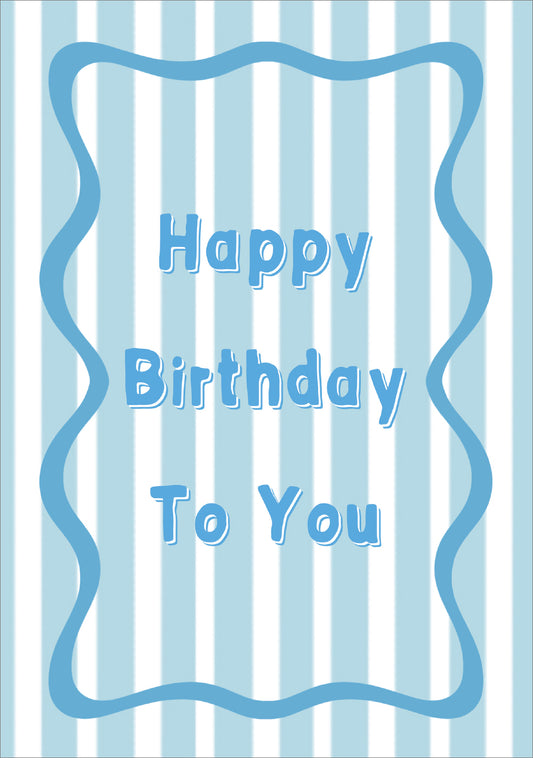 Child Birthday Card - Blue Candystripe