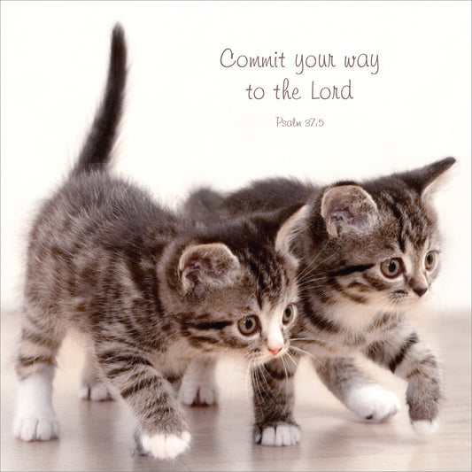 Mini Wall Plaque - Kittens: Commit your way to the Lord - The Christian Gift Company