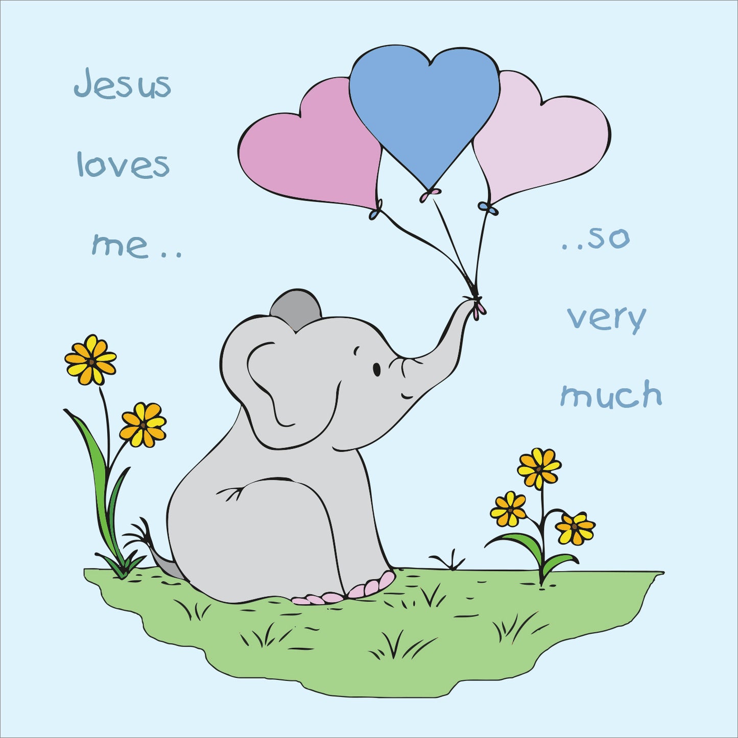 Mini Wall Plaque - Elephant: Jesus love me so very much (blue) - The Christian Gift Company
