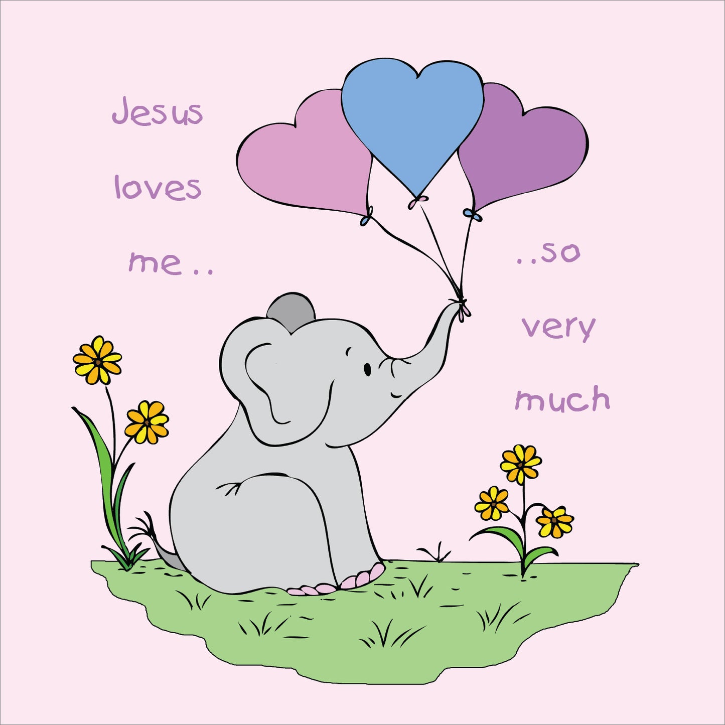 Mini Wall Plaque - Elephant: Jesus love me so very much (pink) - The Christian Gift Company