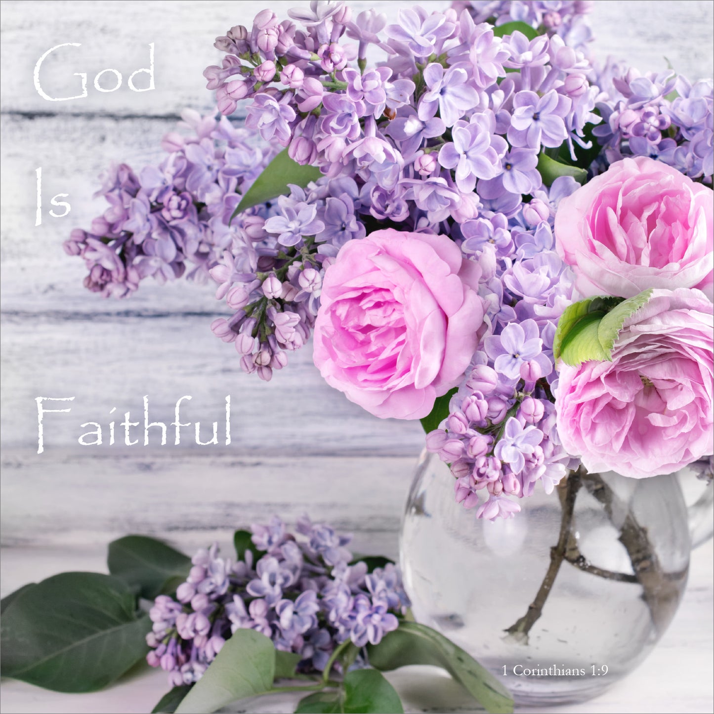 Mini Wall Plaque - Paeonies and Lilac: God is faithful - The Christian Gift Company