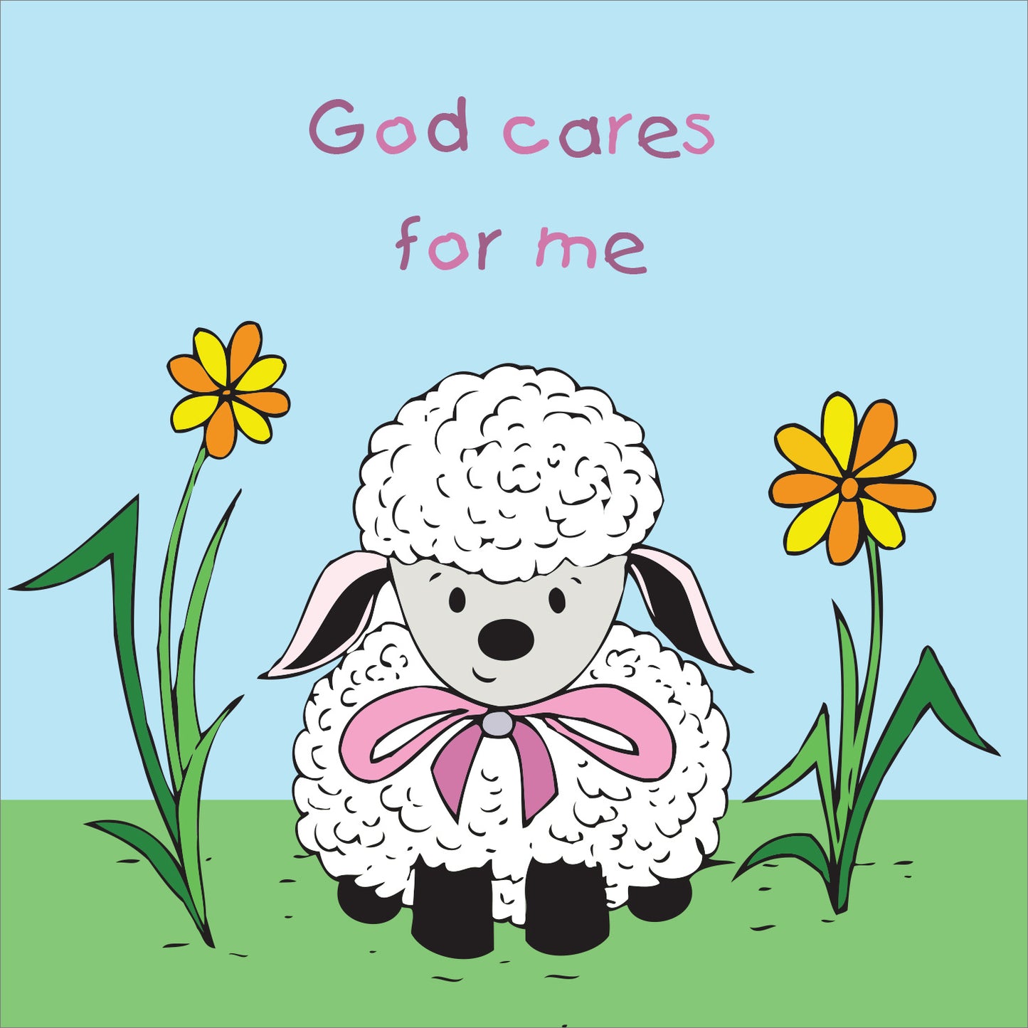 Mini Wall Plaque - Lamb: God cares for me - The Christian Gift Company
