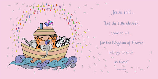 Small Wall Plaque - Noah's Ark: Matthew 19:24 (pink) - The Christian Gift Company