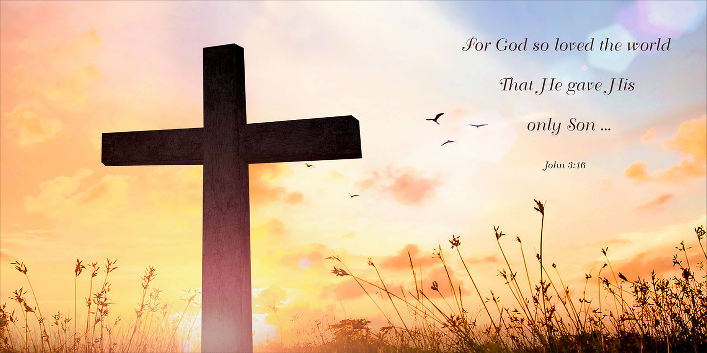 Small Wall Plaque - Sunrise Cross: John 3.16 - The Christian Gift Company