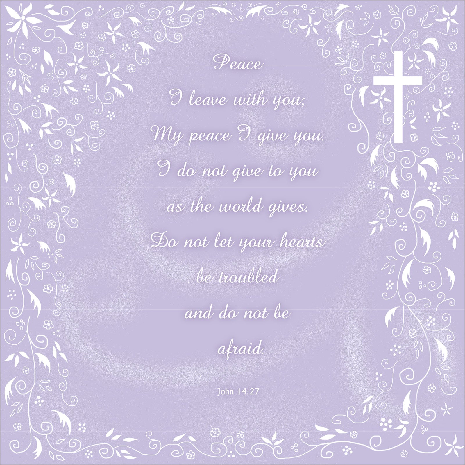Square Wall Plaque - White Cross: John 14:27 - The Christian Gift Company