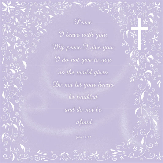 Square Wall Plaque - White Cross: John 14:27 - The Christian Gift Company