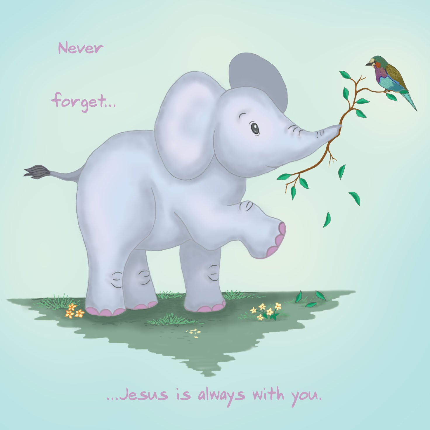 Mini Wall Plaque - Elephant: Never Forget Jesus Is Always With You - The Christian Gift Company