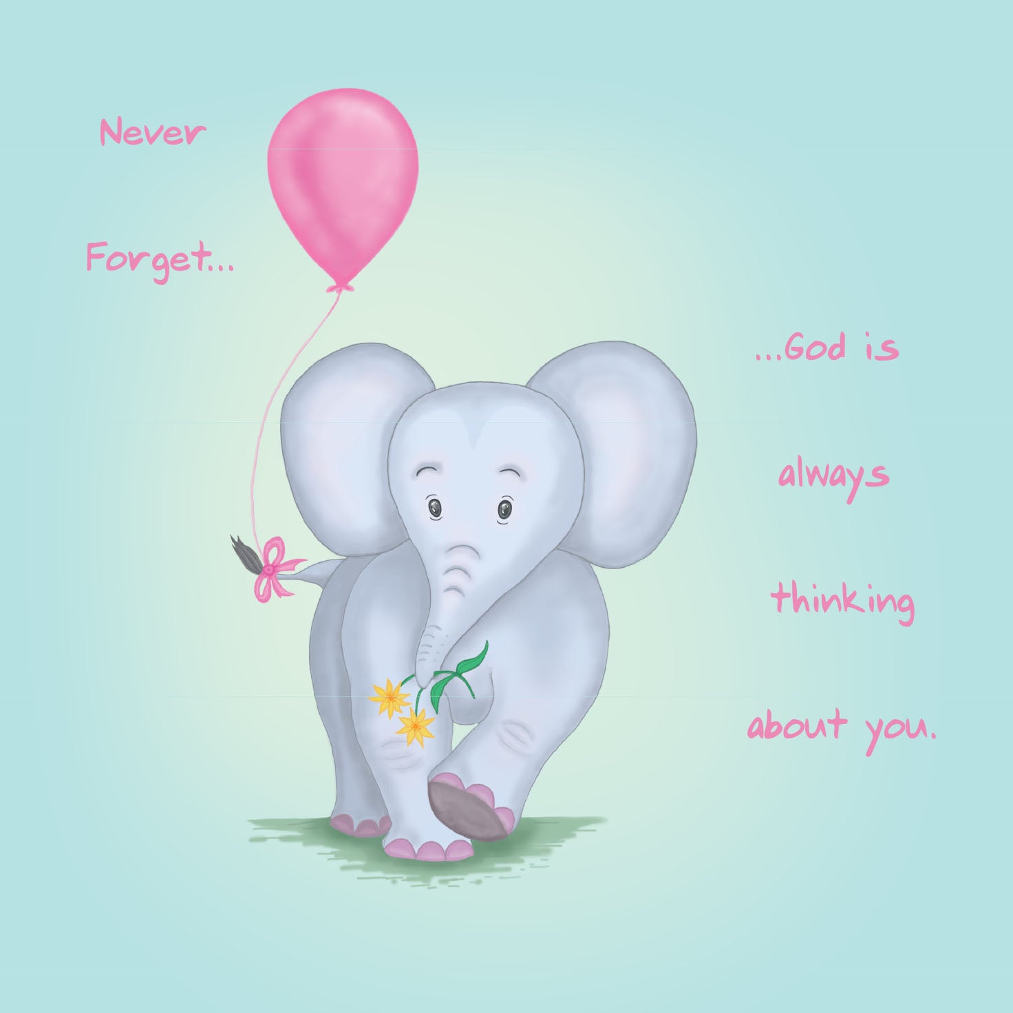 Mini Wall Plaque - Elephant: Never Forget God Is Always Thinking About You - The Christian Gift Company