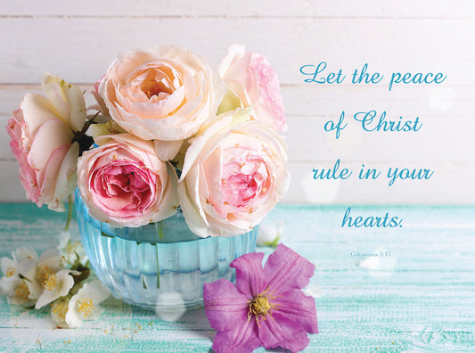 Wall Plaque - Bowl of Flowers: Colossians 3:15 - The Christian Gift Company