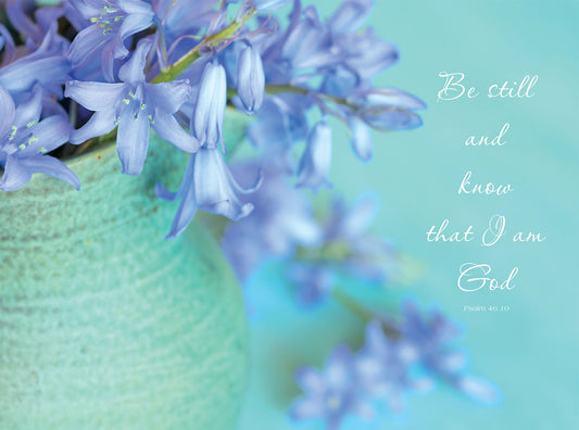 Wall Plaque - Bluebells in Vase: Psalm 46:10 - The Christian Gift Company