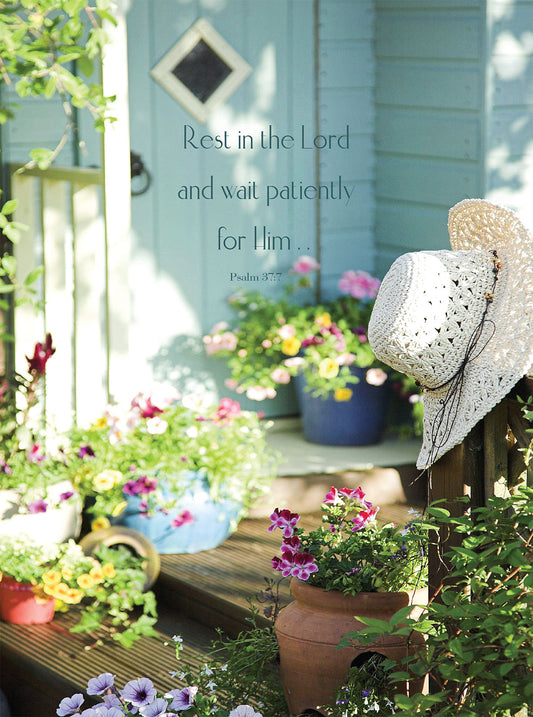 Wall Plaque - Garden House: Psalm 37:7 - The Christian Gift Company