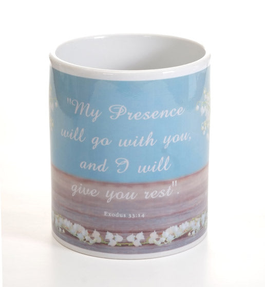 Ceramic Mug - Forget-me-nots: Exodus 33:14 - The Christian Gift Company