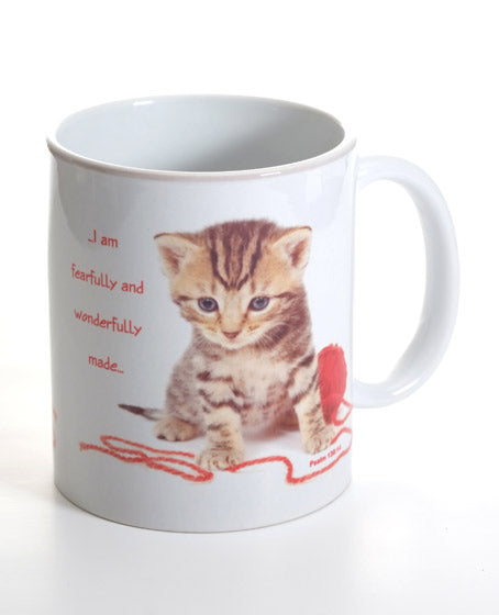 Ceramic Mug - Kitten and wool: Psalm 139:14 - The Christian Gift Company