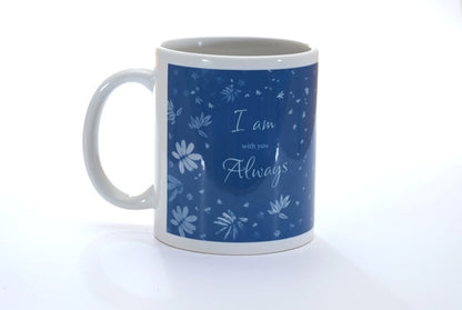 Ceramic Mug - Blue Leaf: I am with you always - The Christian Gift Company