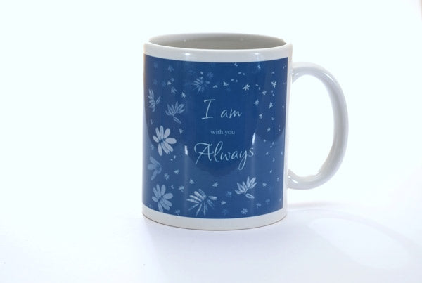 Ceramic Mug - Blue Leaf: I am with you always - The Christian Gift Company