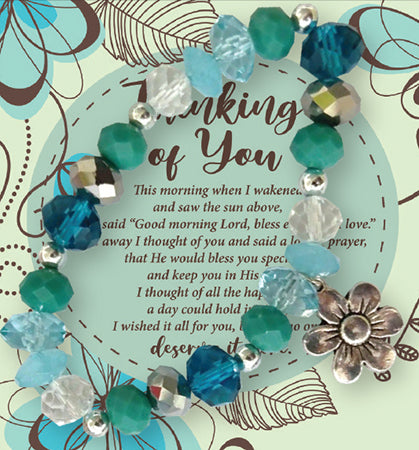 Glass Bracelet/Thinking of You/Motif/On card - The Christian Gift Company