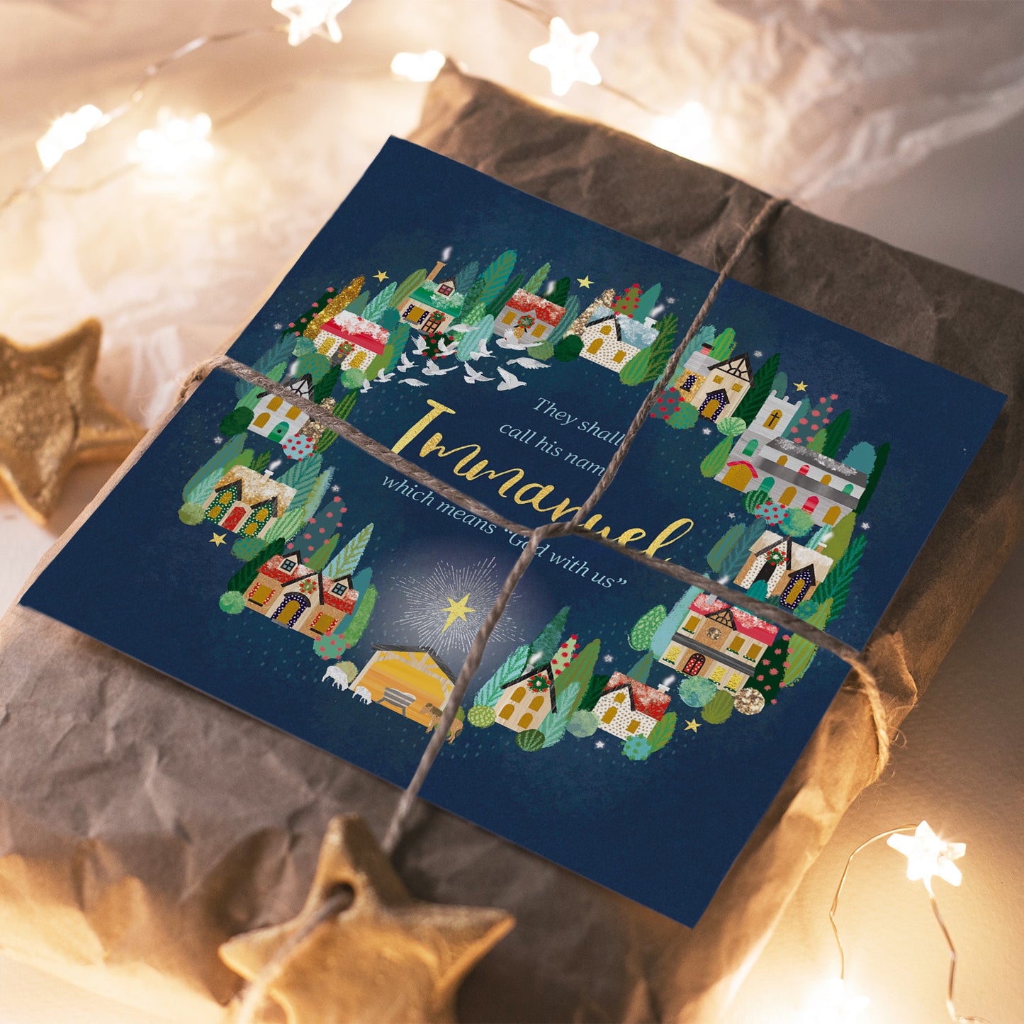 Compassion Christmas Card: Immanuel/Town (pack of 10) - The Christian Gift Company