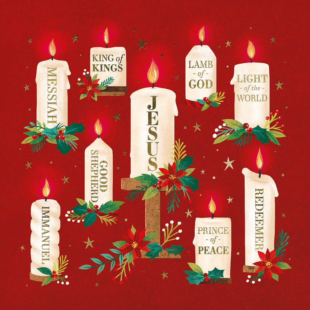 Compassion Christmas Card: Names/Candles (pack of 10) - The Christian Gift Company