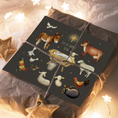 Compassion Christmas Card: Manger/Animals (pack of 10) - The Christian Gift Company