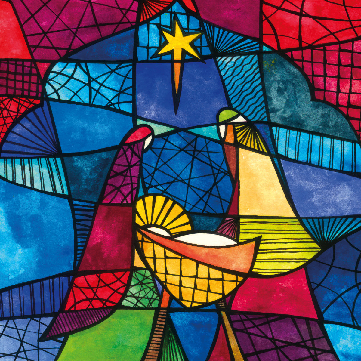 Compassion Christmas Card: Stained Glass (pack of 10) - The Christian Gift Company