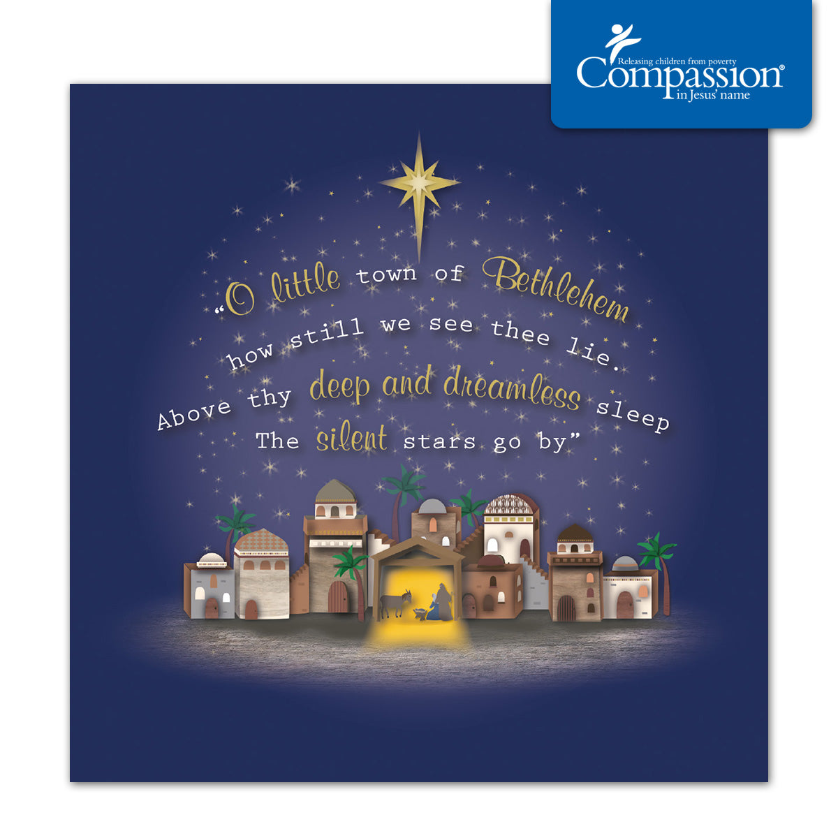 Compassion Christmas Card: O Little Town (pack of 10) - The Christian Gift Company