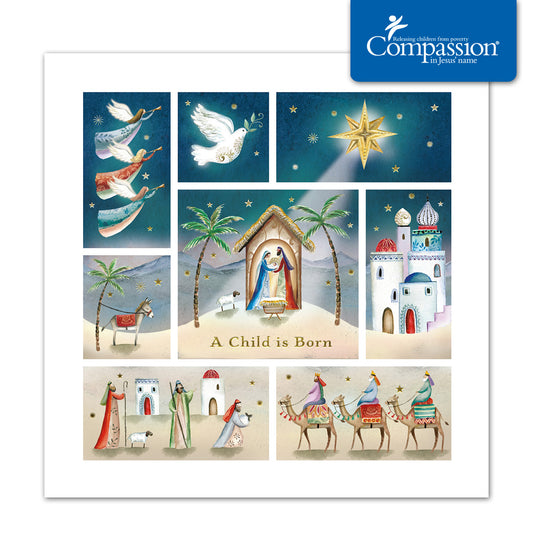 Compassion Christmas Card: A Child Is Born (pack of 10) - The Christian Gift Company