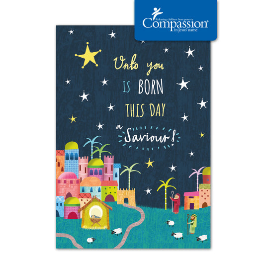 Compassion Christmas Card: A Saviour Is Born (pack of 10) - The Christian Gift Company