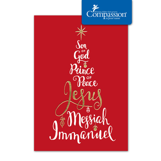 Compassion Christmas Card: Names/Tree (pack of 10) - The Christian Gift Company