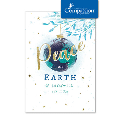 Compassion Christmas Card: Peace/Bauble (pack of 10) - The Christian Gift Company