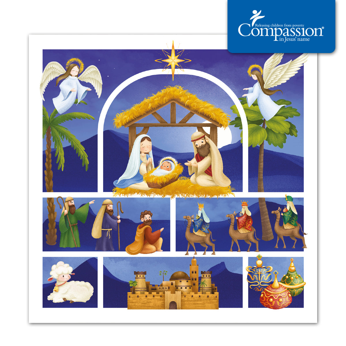 Compassion Christmas Card: Cute Nativity (pack of 10) - The Christian Gift Company