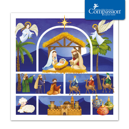 Compassion Christmas Card: Cute Nativity (pack of 10) - The Christian Gift Company