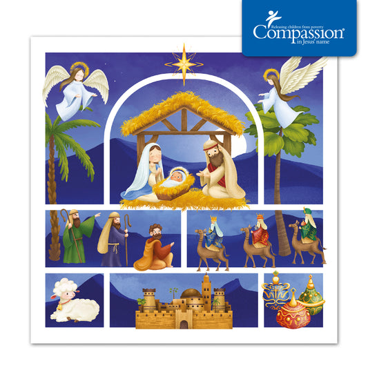 Compassion Christmas Card: Cute Nativity (pack of 10) - The Christian Gift Company