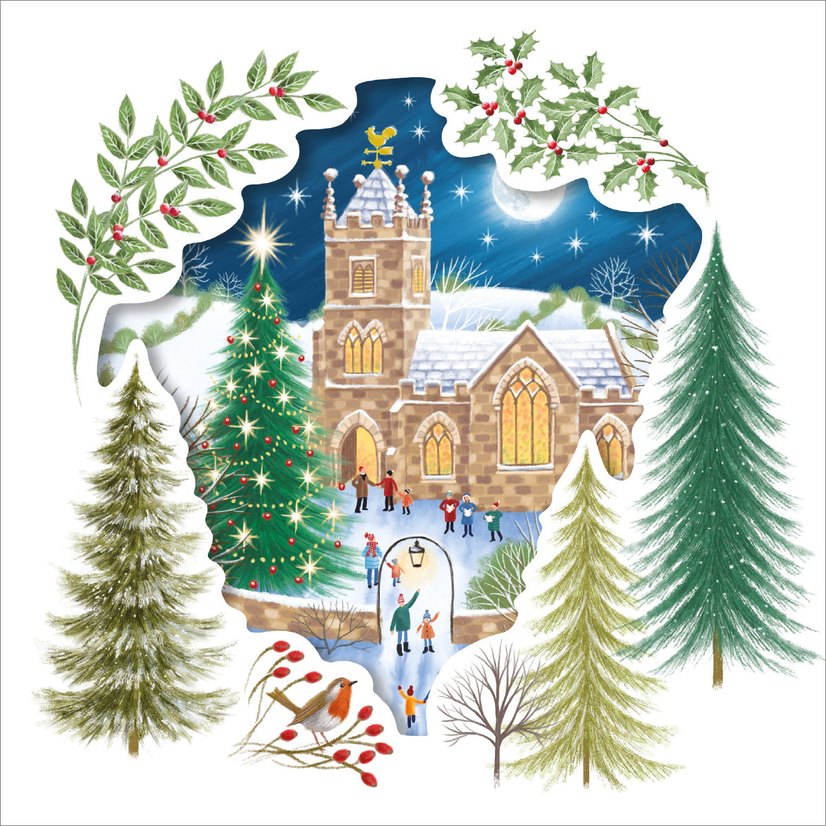 Compassion Christmas Card: Carol Service (pack of 10) - The Christian Gift Company
