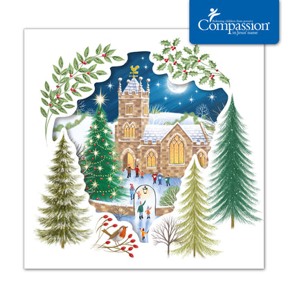 Compassion Christmas Card: Carol Service (pack of 10) - The Christian Gift Company