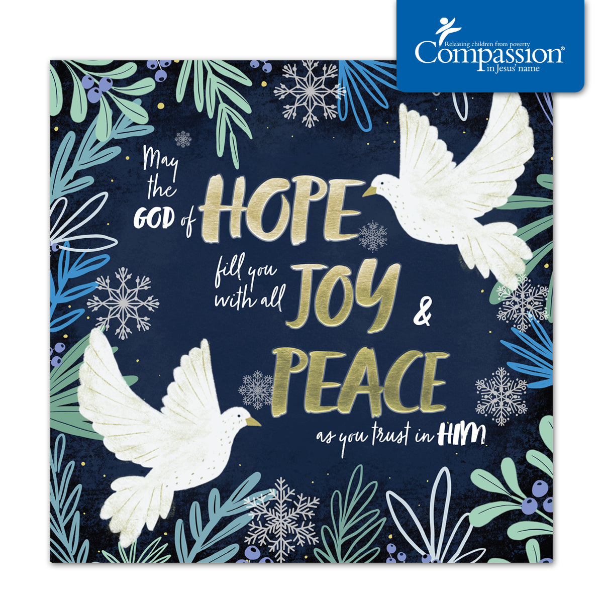 Compassion Christmas Card: Peace Doves (pack of 10)