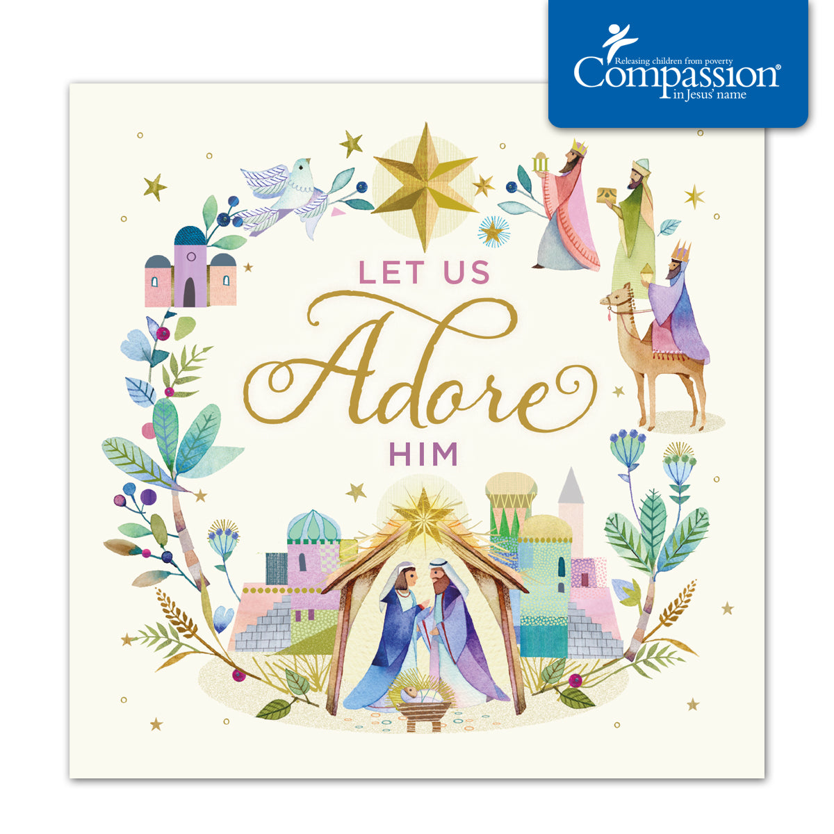Compassion Christmas Card: Let Us Adore Him (pack of 10)