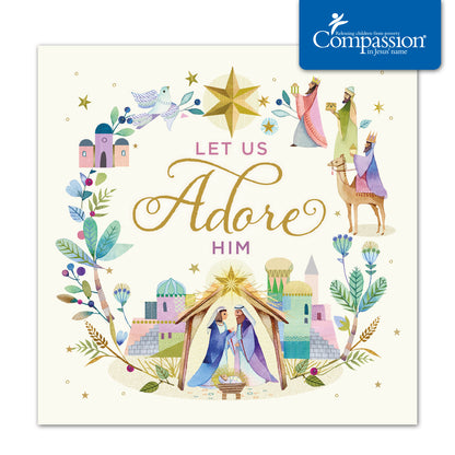 Compassion Christmas Card: Let Us Adore Him (pack of 10)