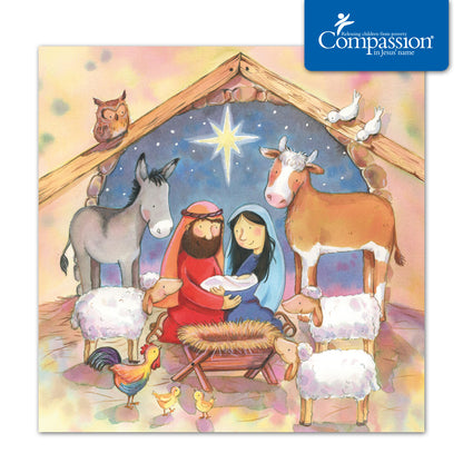 Compassion Christmas Card: In the Stable (pack of 10) - The Christian Gift Company