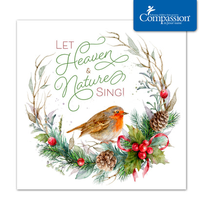 Compassion Christmas Card: Let Heaven and Nature Sing (pack of 10) - The Christian Gift Company