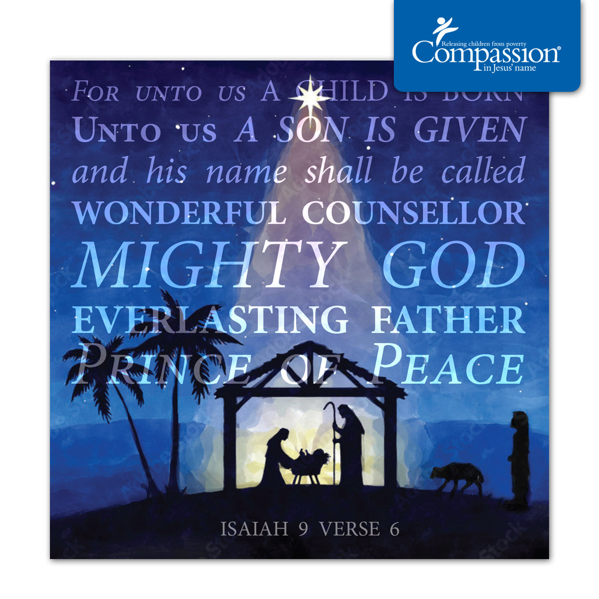 Compassion Christmas Mini Card: Isaiah 9:6 (pack of 10)