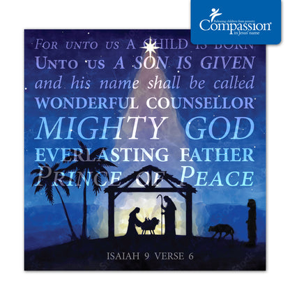 Compassion Christmas Mini Card: Isaiah 9:6 (pack of 10)