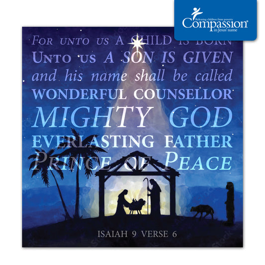 Compassion Christmas Mini Card: Isaiah 9:6 (pack of 10) - The Christian Gift Company