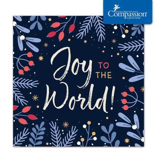 Compassion Christmas Mini Card: Joy/Foliage (pack of 10) - The Christian Gift Company