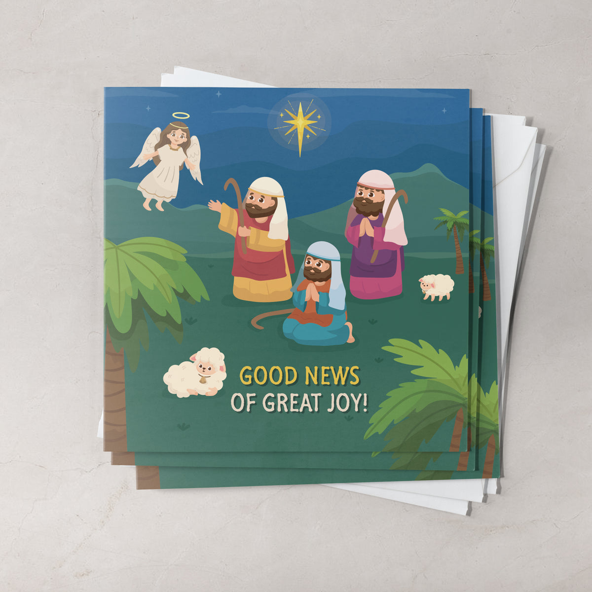 Compassion Christmas Mini Card: Cute Shepherds (pack of 10)